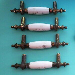 Vintage Amerocke Drawer Pulls White Ceramic Home Decor Furniture Restoration